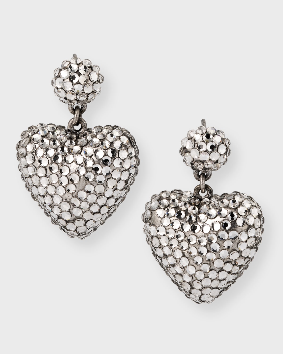 Roxanne Assoulin Heart And Soul Crystal Earrings In Vintage Silver