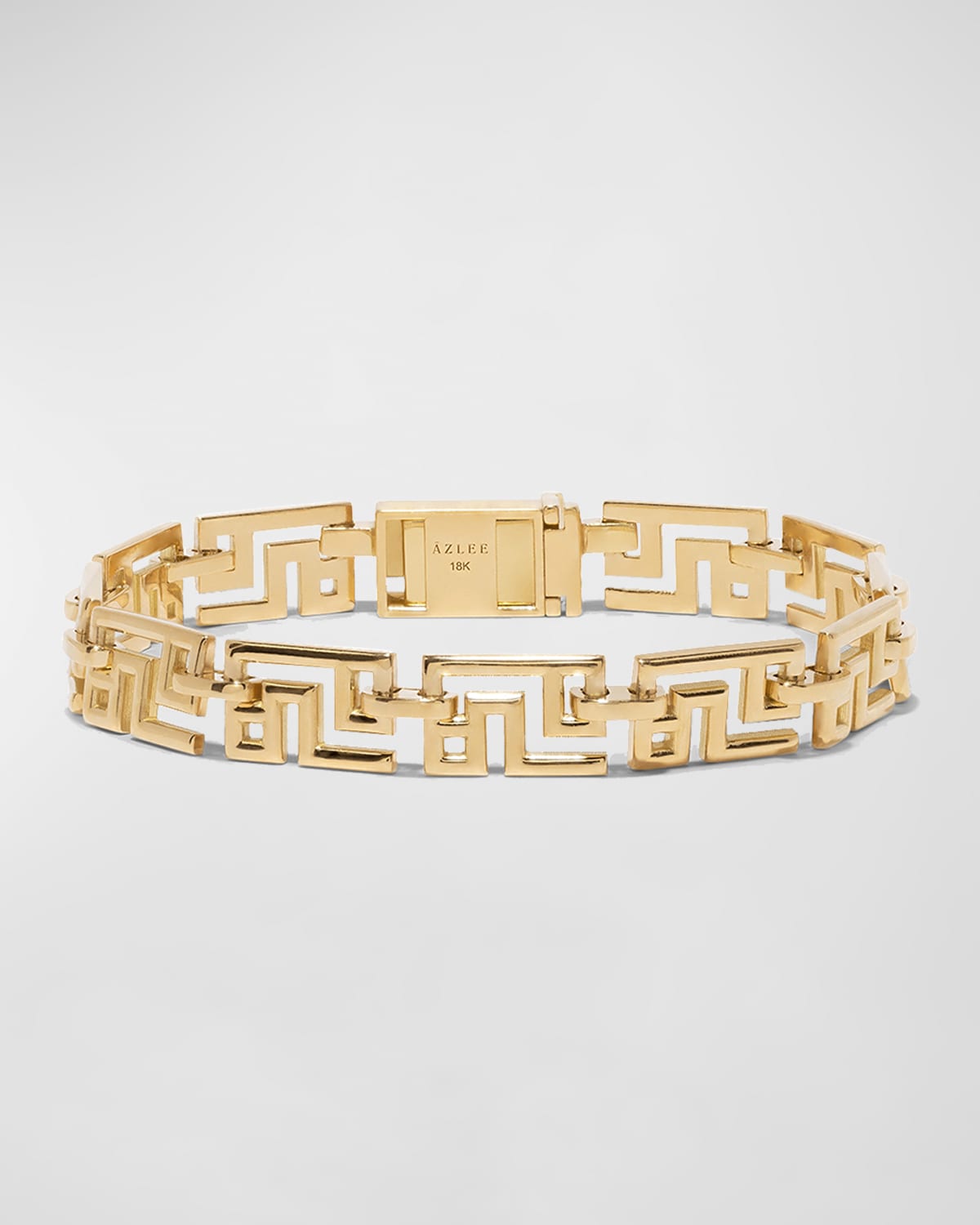 Shop Azlee 18k Yellow Gold Greek Pattern Bracelet