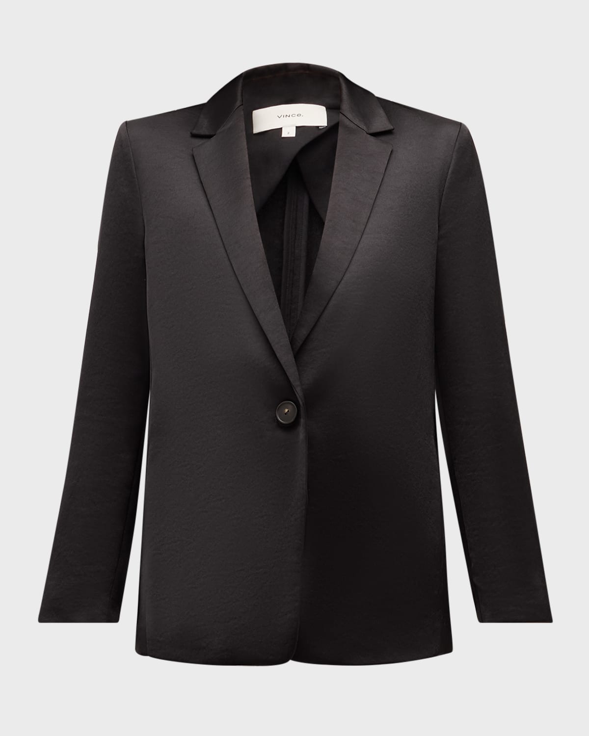 Vince One-button Fluid Satin Blazer In Black