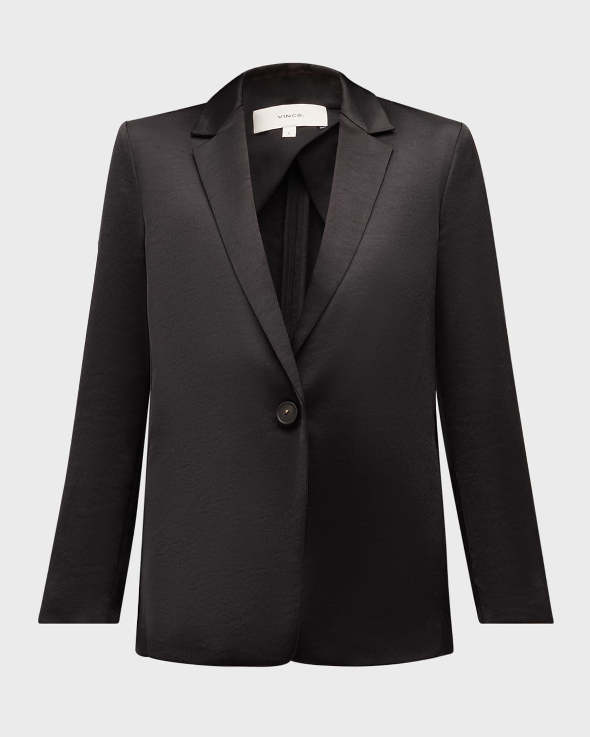 Shop Vince One-button Fluid Satin Blazer In Black