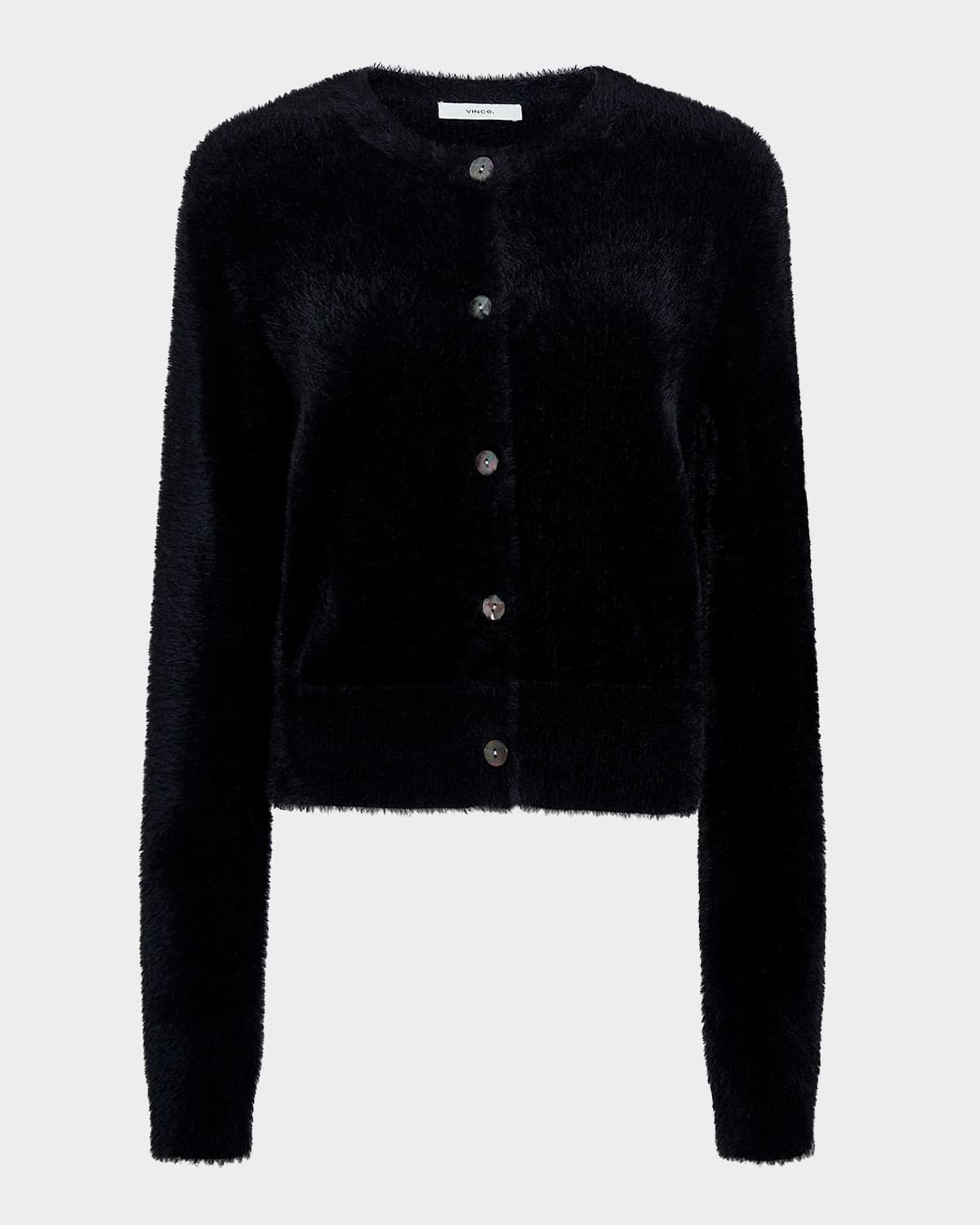 Shop Vince Mother-of-pearl Eyelash Knit Cardigan In Black