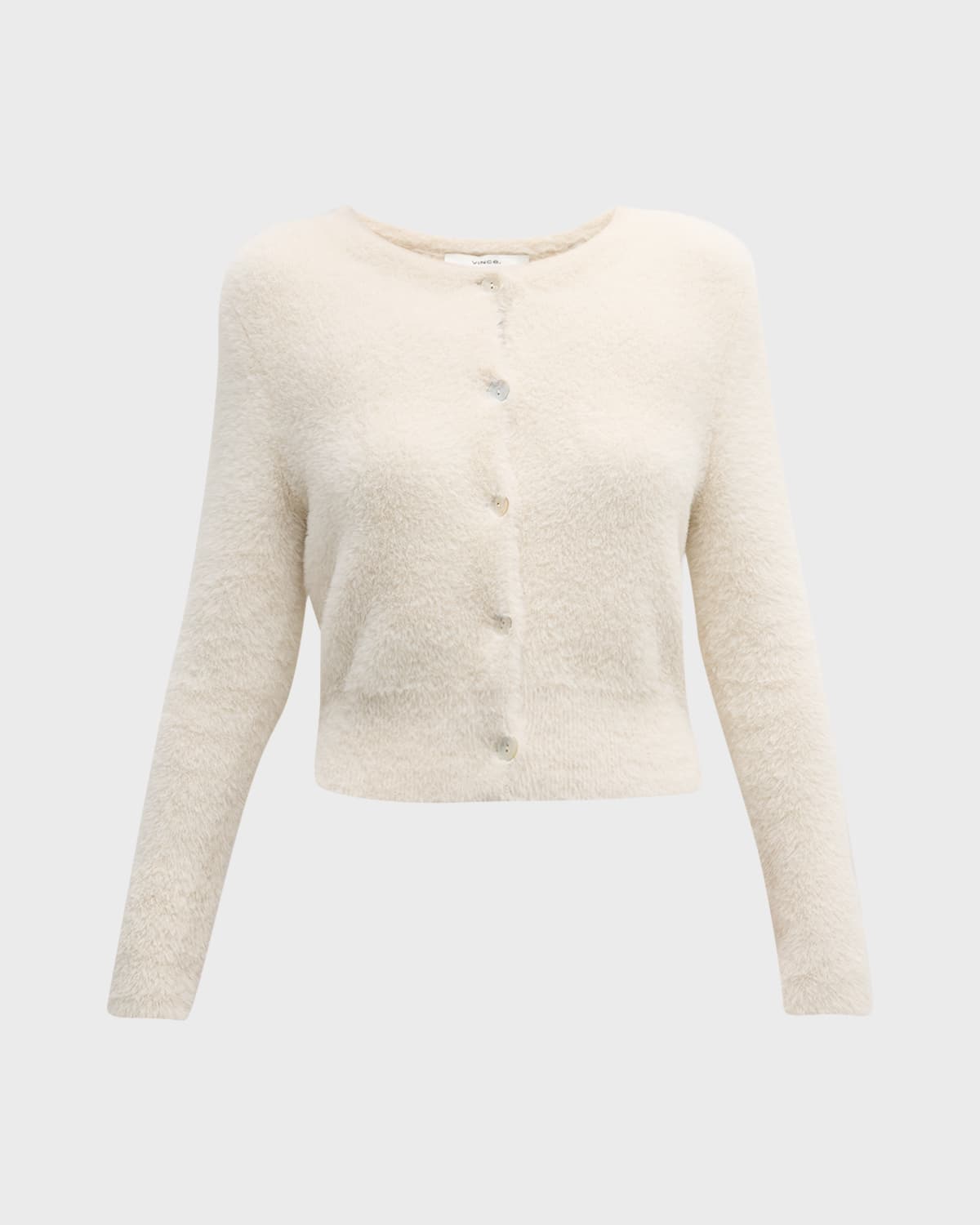 Vince Mother-of-pearl Eyelash Knit Cardigan In Off White