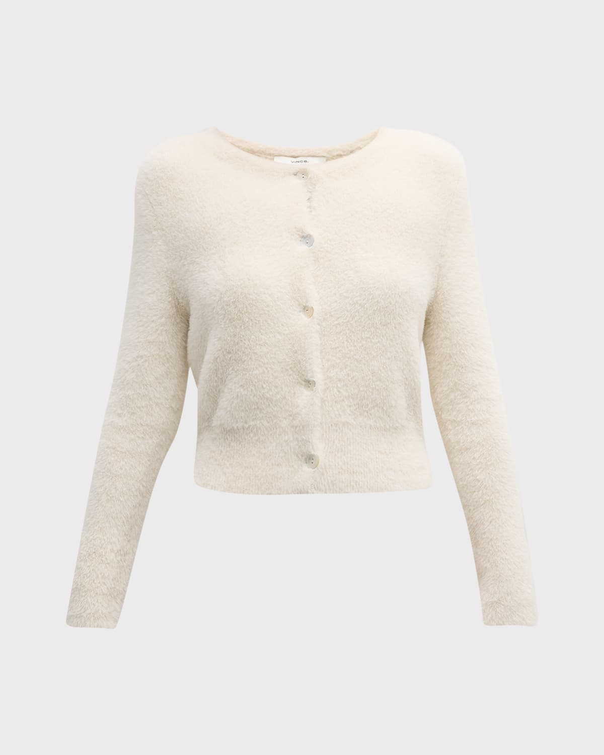 VINCE MOTHER-OF-PEARL EYELASH KNIT CARDIGAN