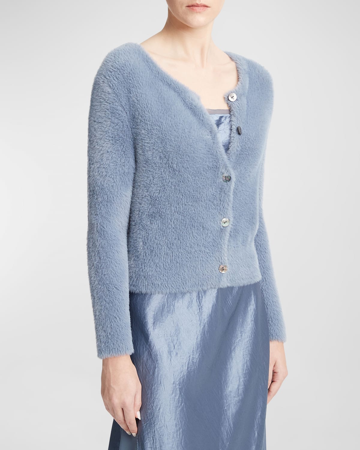 Vince Eyelash Cardigan In Iris Smoke