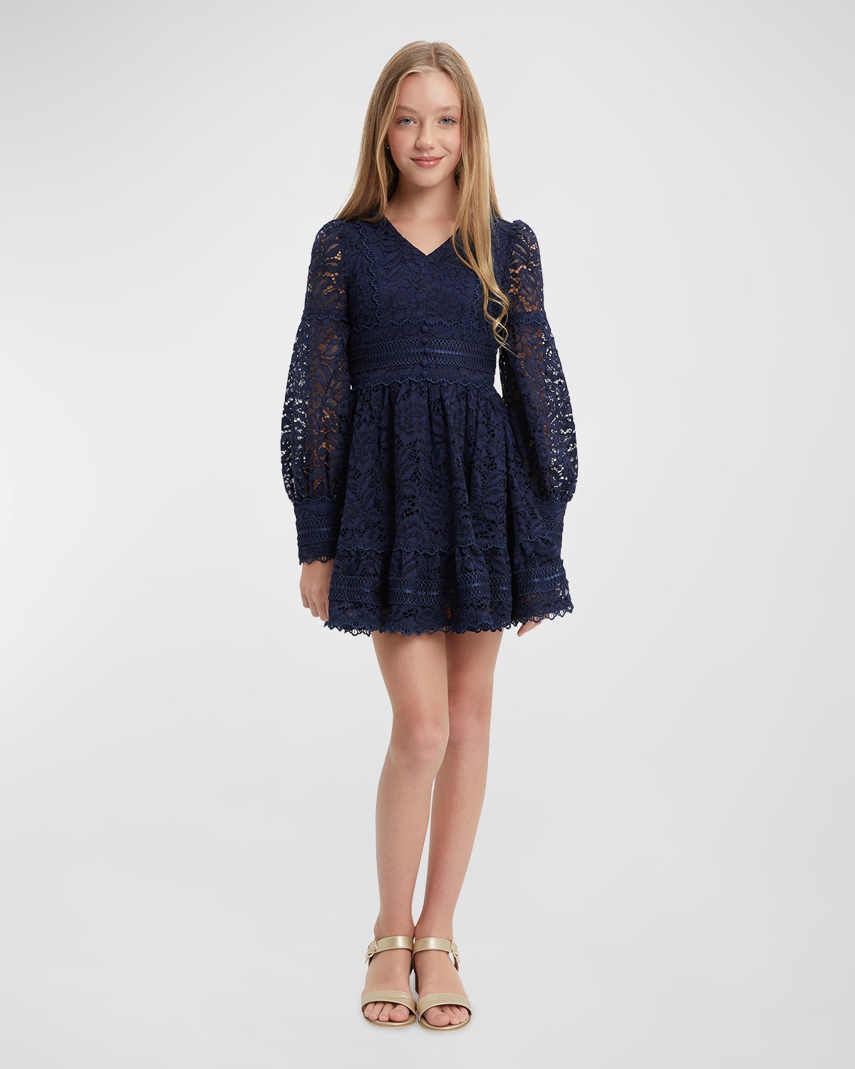 Bardot Junior Girls' Venice Lace Mini Dress - Little Kid, Big Kid In Navy