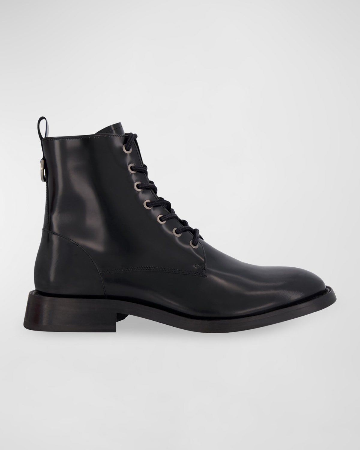 Shop Karl Lagerfeld Men's Box Leather Combat Boots In Black