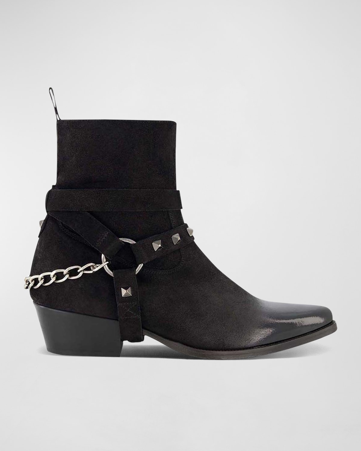 Men's Suede Harness Chain Boots