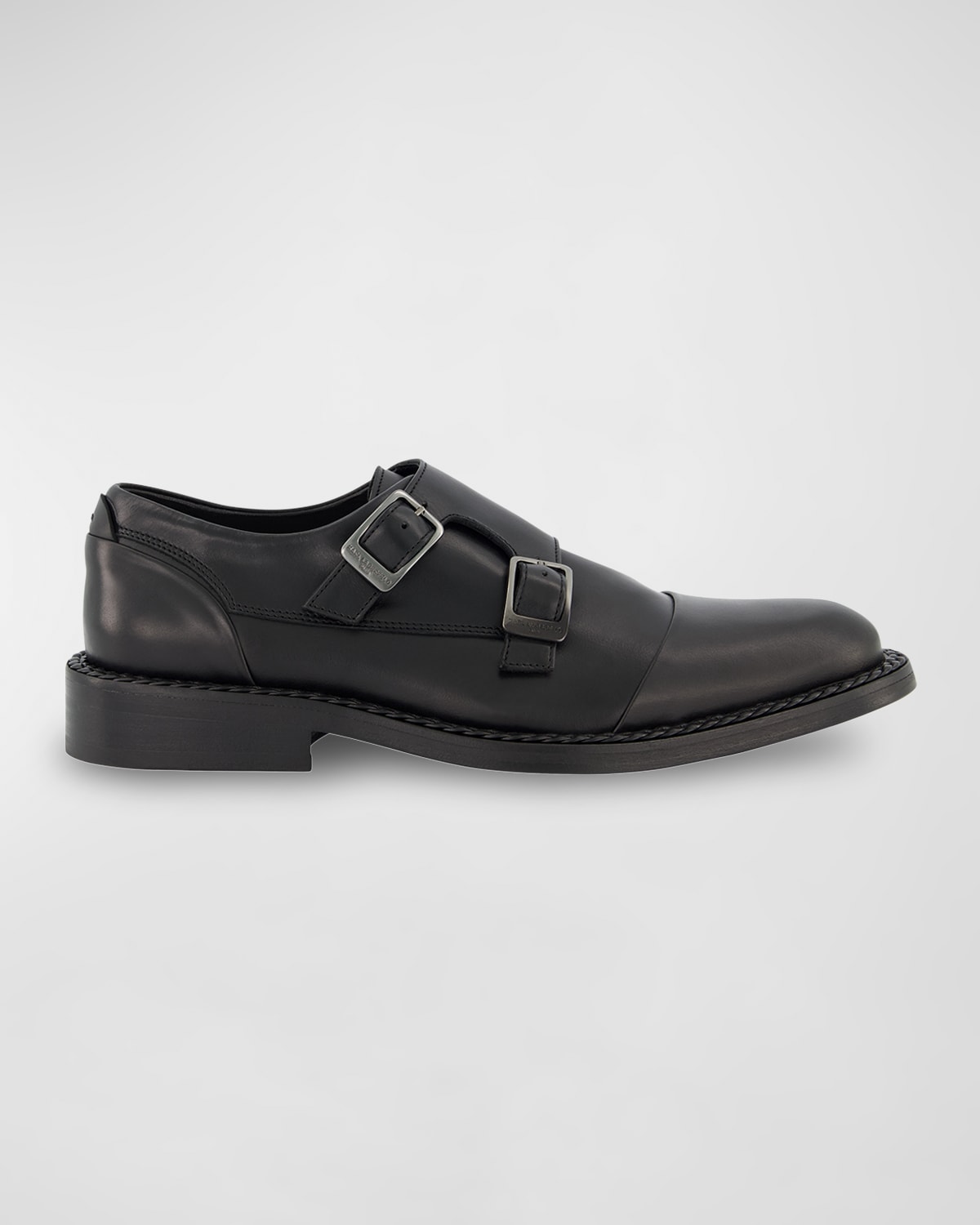 Shop Karl Lagerfeld Men's Cap Toe Double Monk Strap Loafers In Black