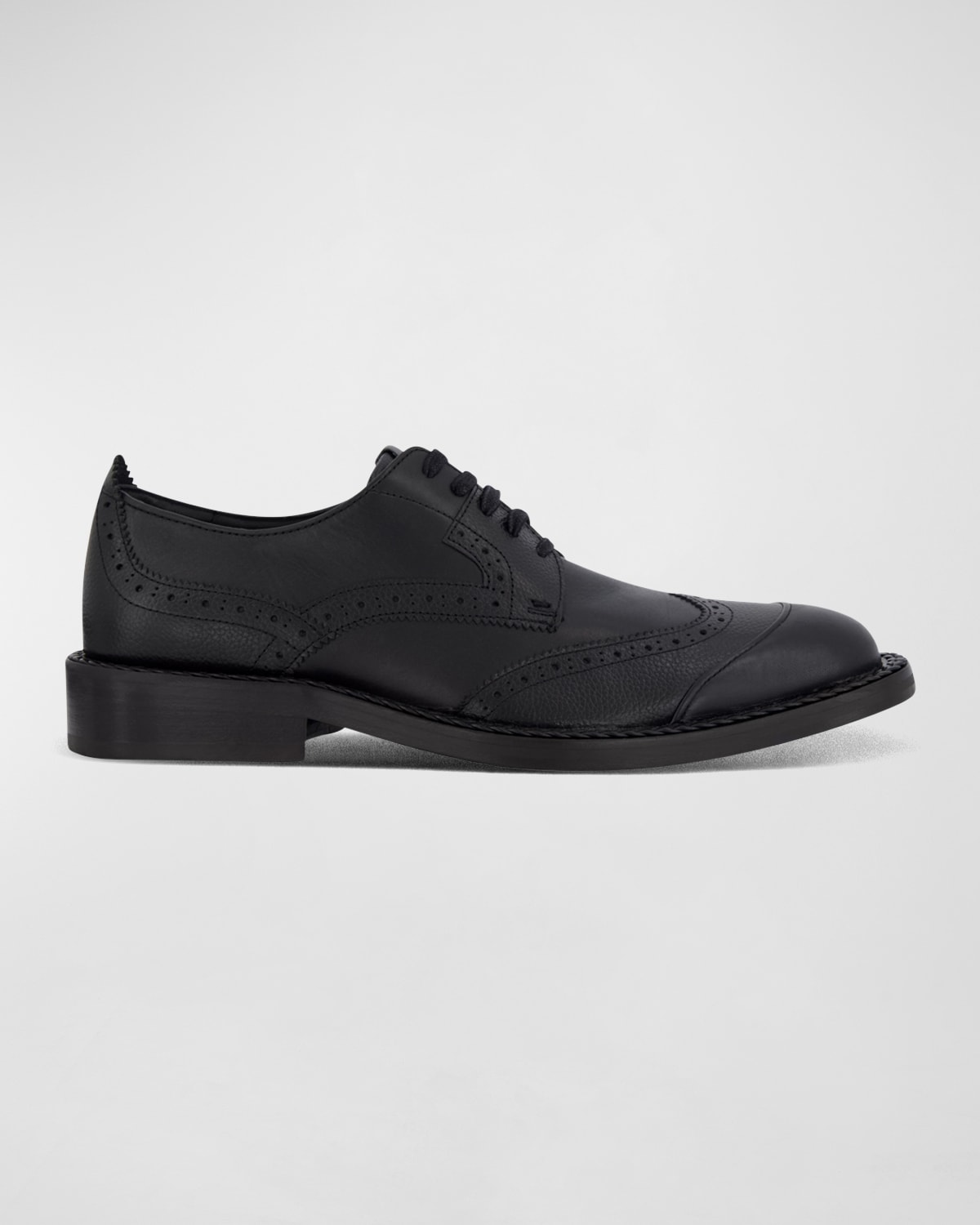 Shop Karl Lagerfeld Men's Braided Welt Wingtip Derby Shoes In Black