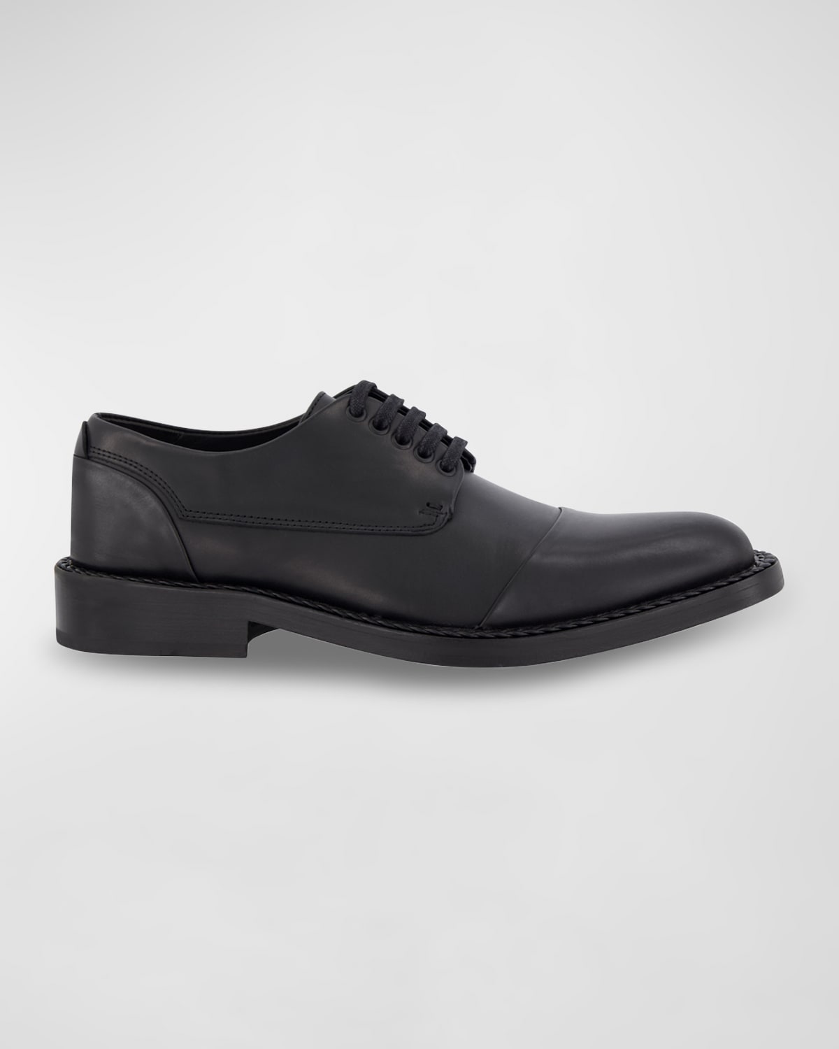 Shop Karl Lagerfeld Men's Braided Welt Cap Toe Derby Shoes In Black