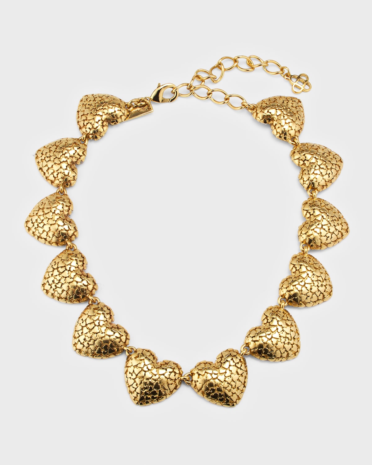 Shop Oscar De La Renta Heart Clusters Necklace In Gold