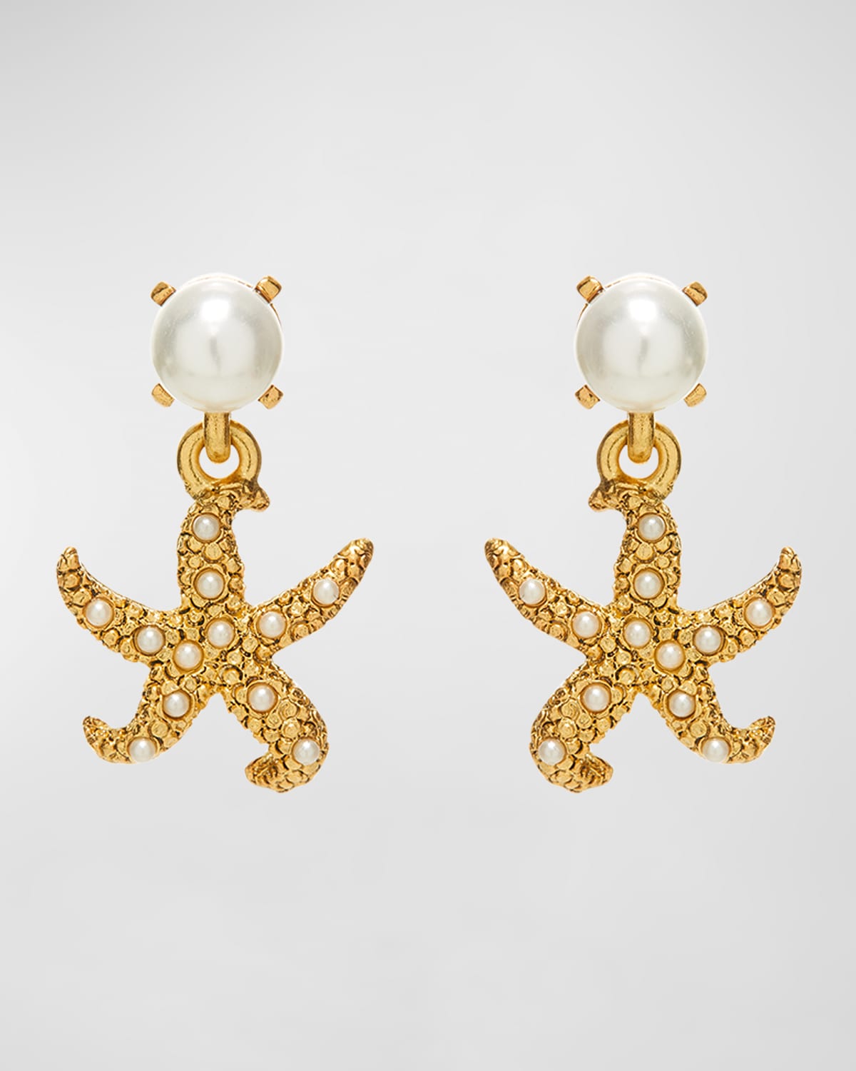 Shop Oscar De La Renta Pearly Starfish Drop Earrings