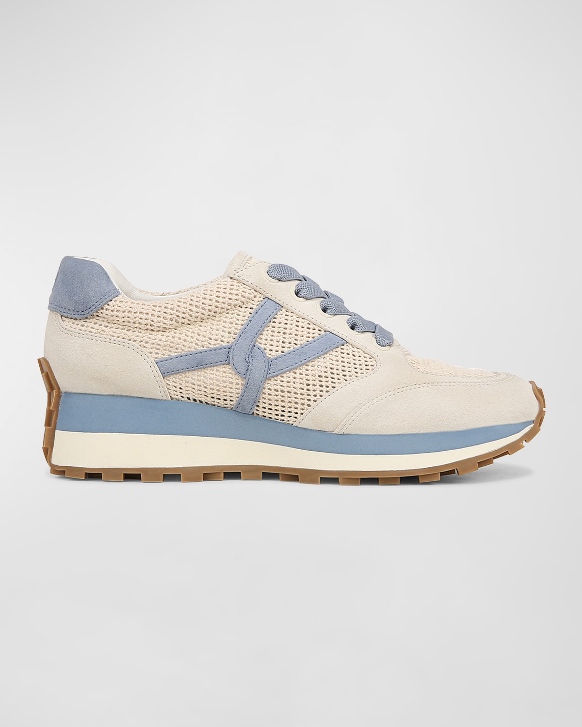 Shop Veronica Beard Valentina Mesh Suede Retro Sneakers In Coco/vista