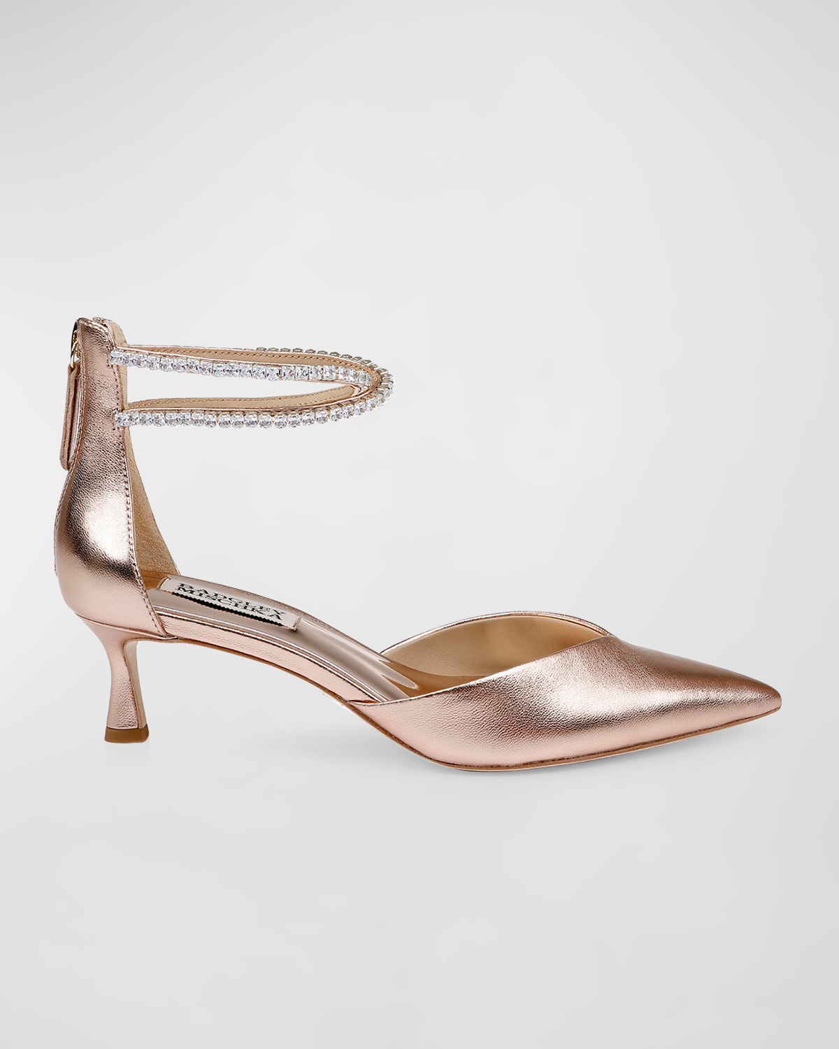 Badgley Mischka Lilibeth Ankle Strap Pointed Toe Pump In Champagne