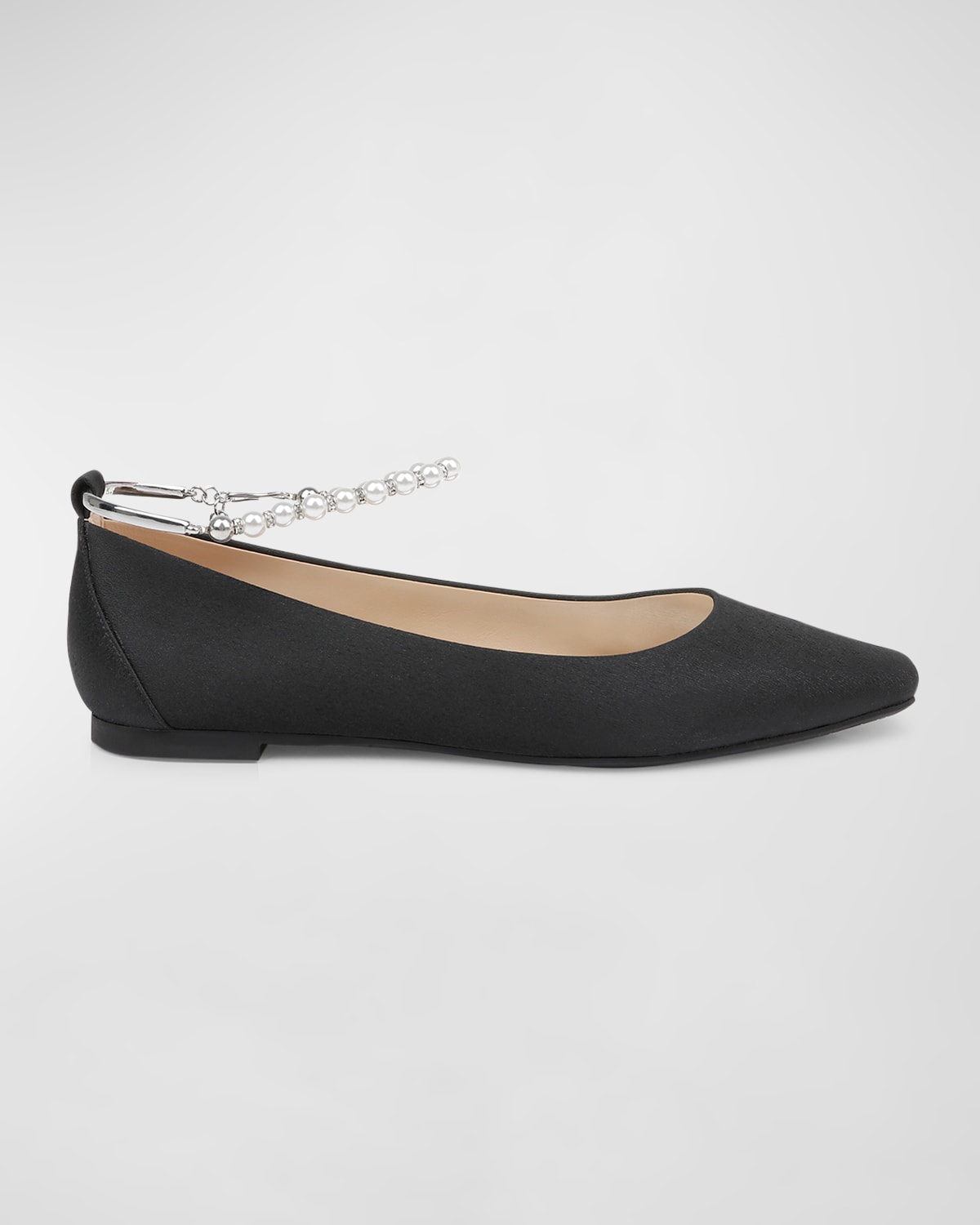Badgley Mischka London Pearly-strap Ballerina Flats In Black