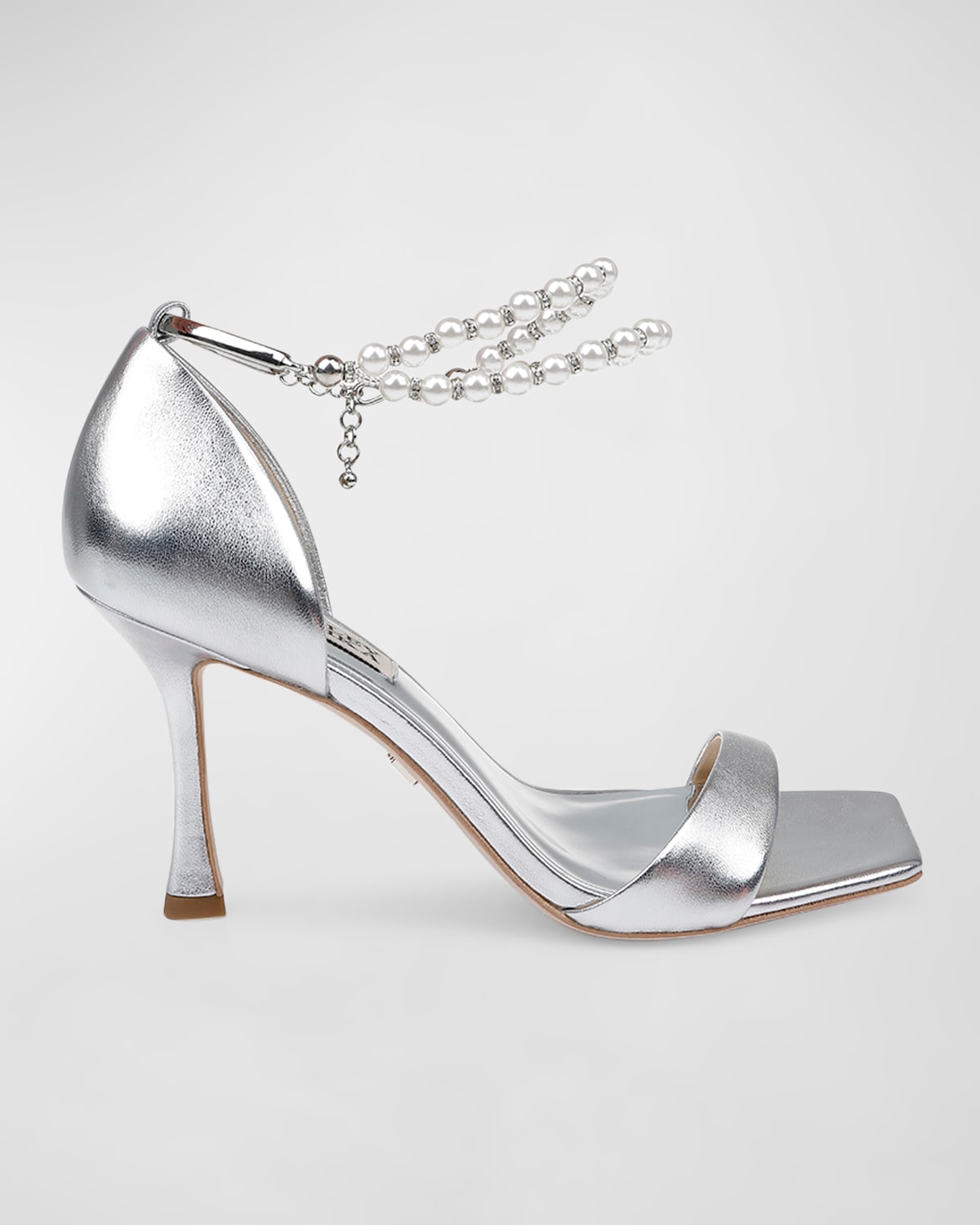 Badgley Mischka Loretta Metallic Pearly-Strap Sandals