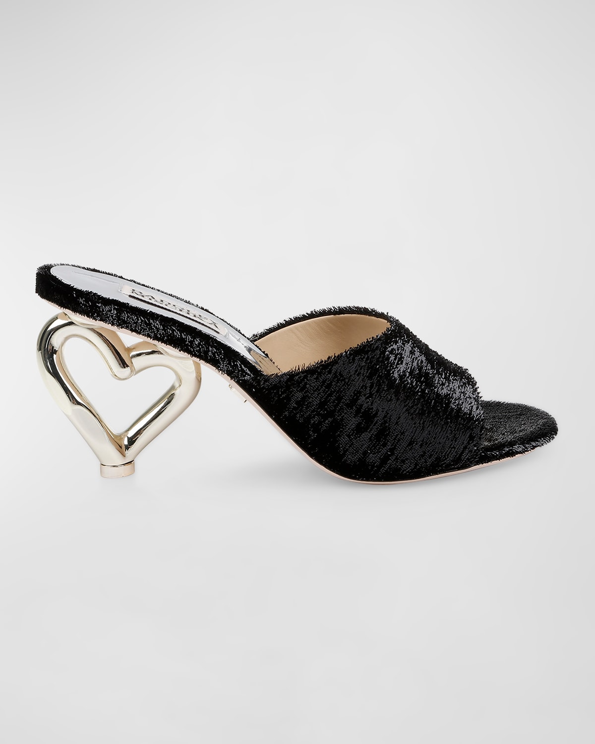 Badgley Mischka Lucid Heart-heel Mule Sandals In Black