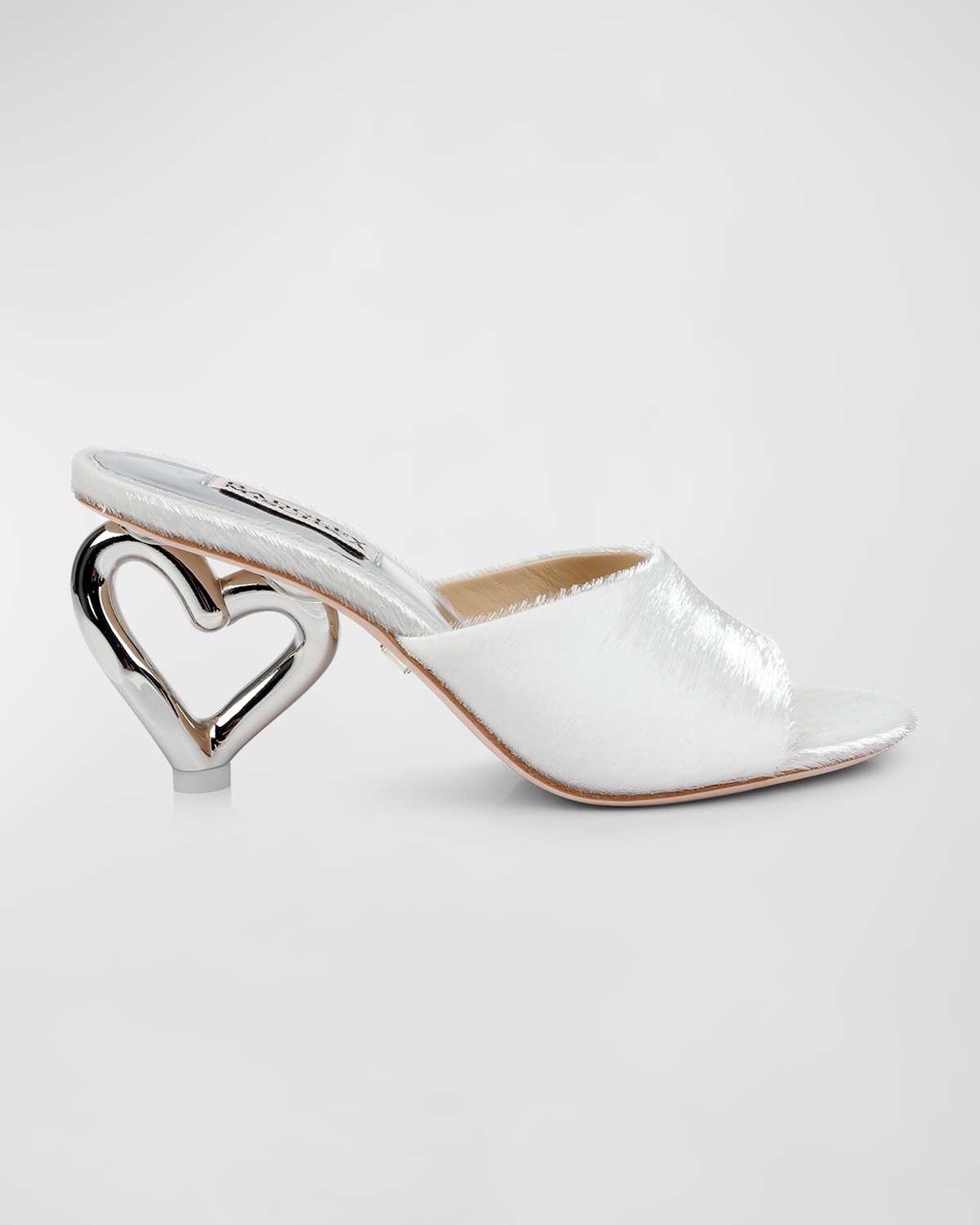 Shop Badgley Mischka Lucid Heart-heel Mule Sandals In White
