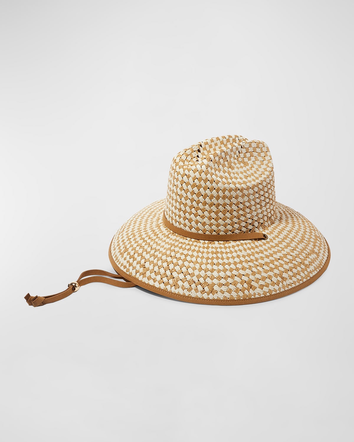 Lele Sadoughi Checkered Straw Sun Hat In Tan