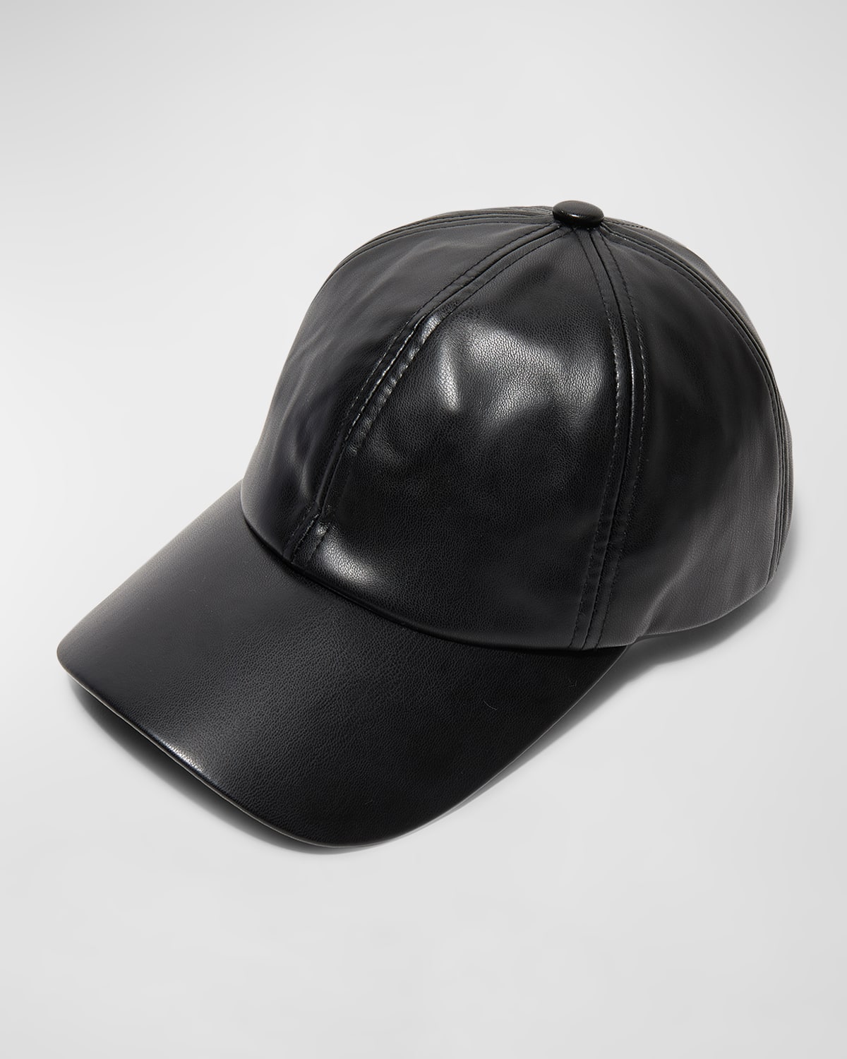 Lele Sadoughi Faux Leather Baseball Cap In Black