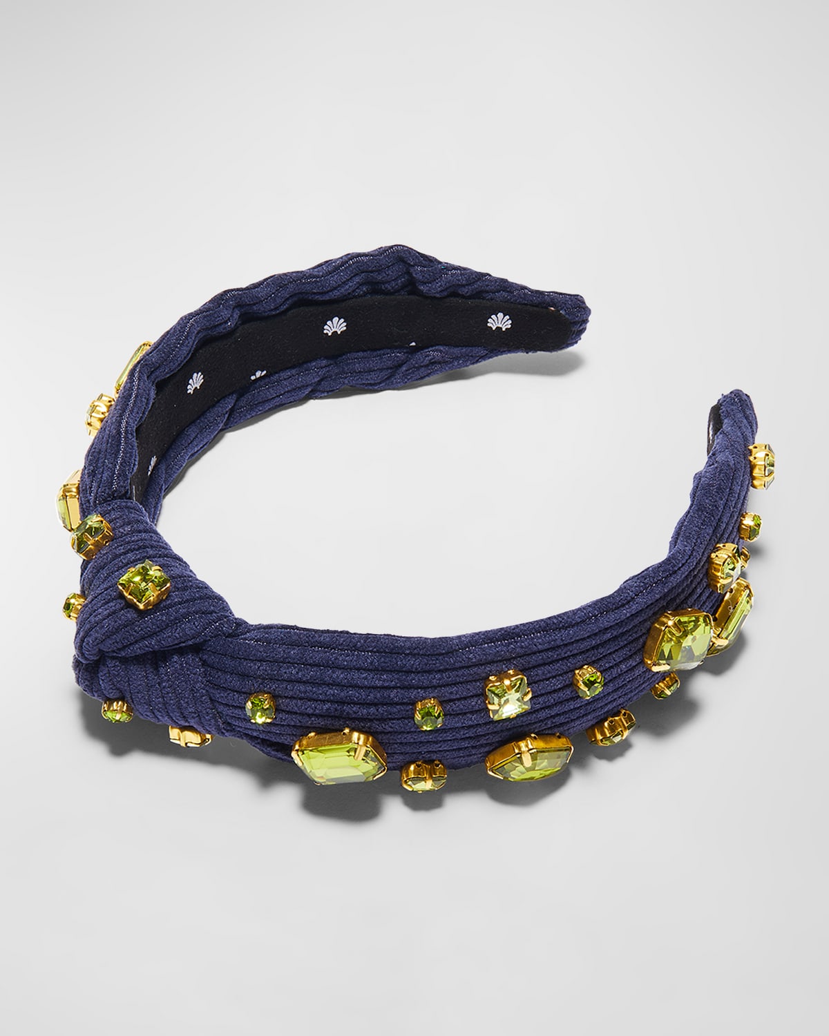 Lele Sadoughi Women's Slim Knotted Crystal-embellished Corduroy Headband In Midnight Blue