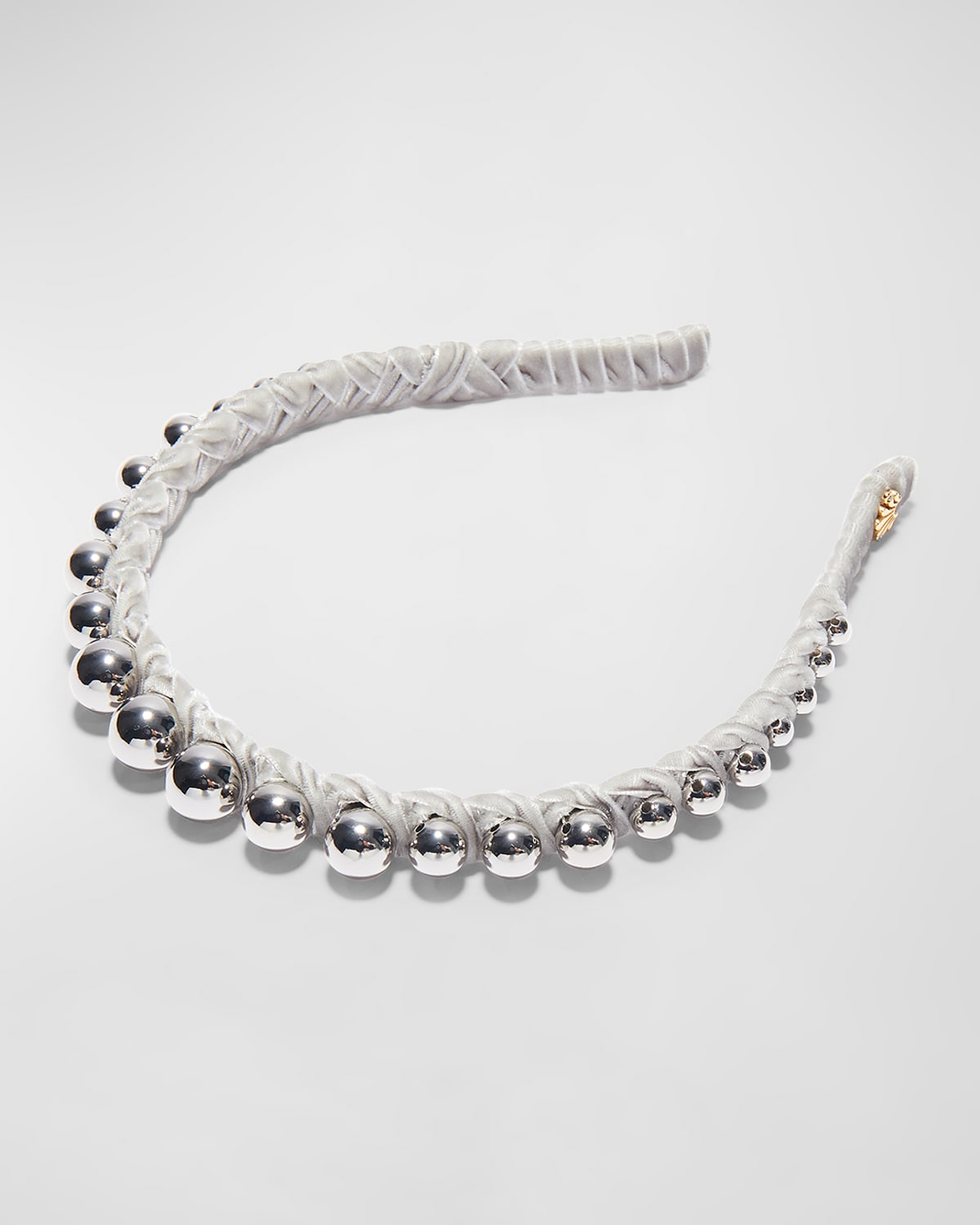 Lele Sadoughi Graduated Beaded Skinny Headband In Silver