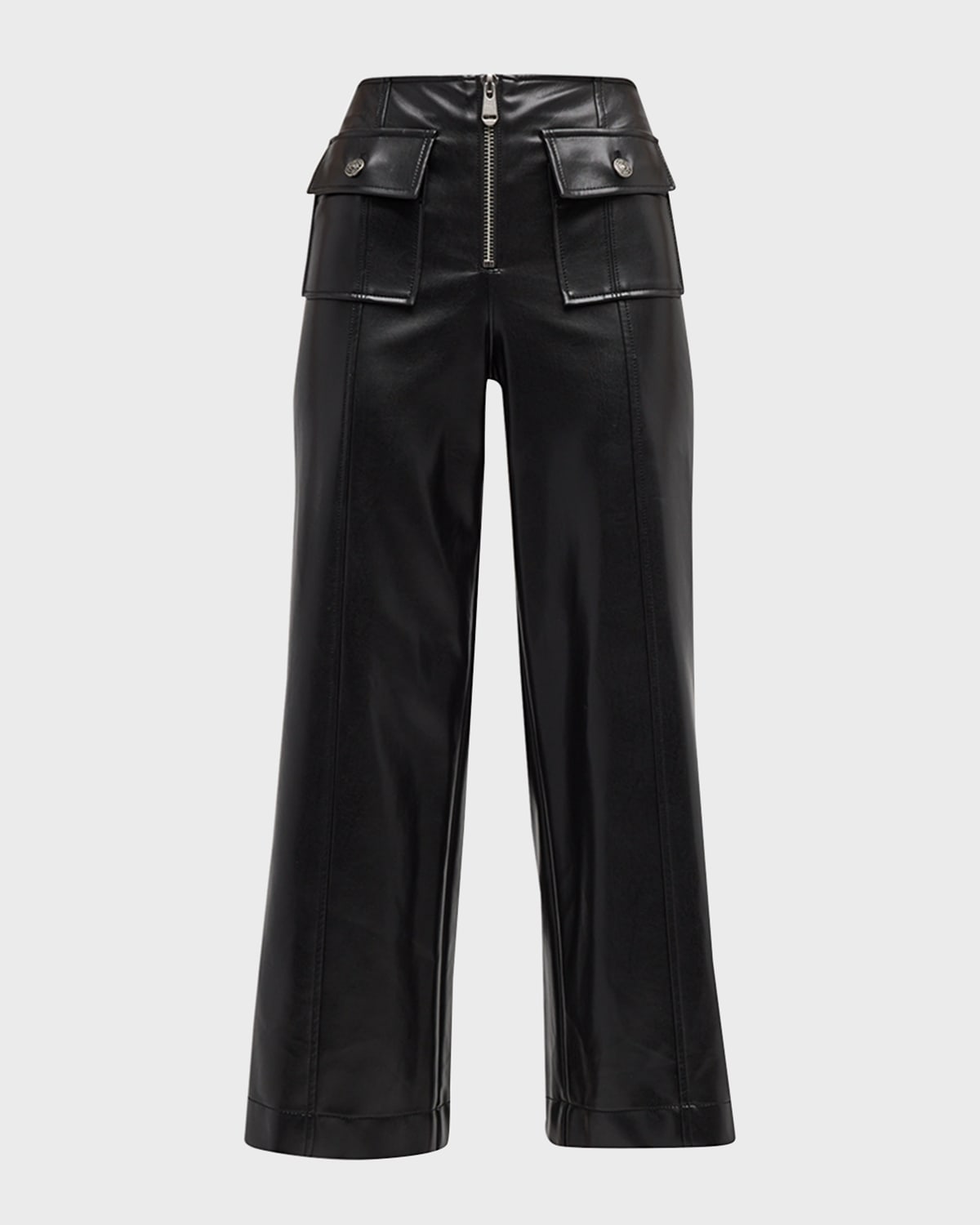 Cinq À Sept Azure Vegan Leather Cropped Wide-leg Pants In Black