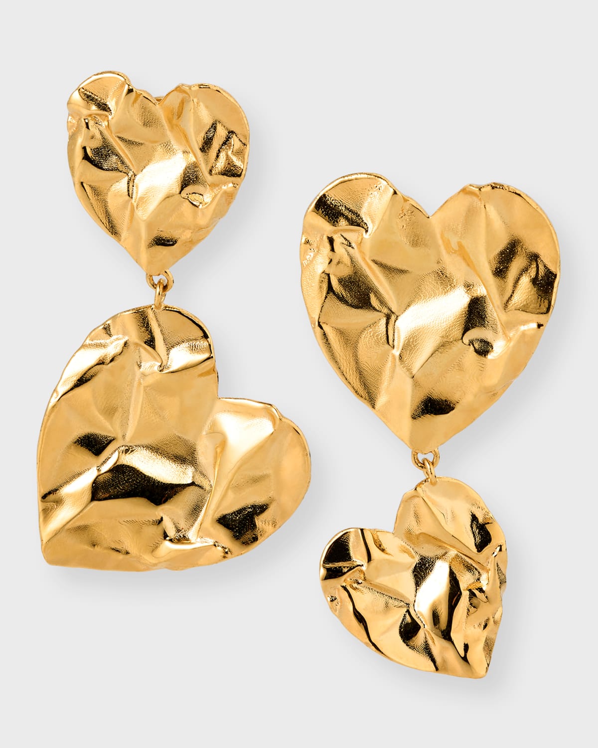 Oscar De La Renta Stacked Crushed Heart Earrings In Gold
