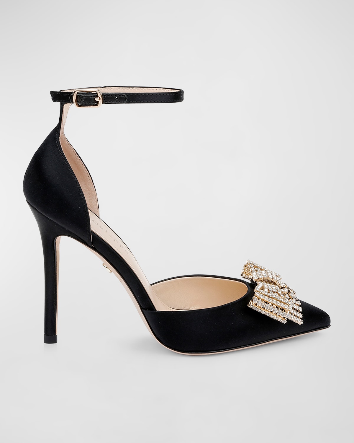 Dee Ocleppo Plush Crystal Bow Ankle-strap Pumps In Black