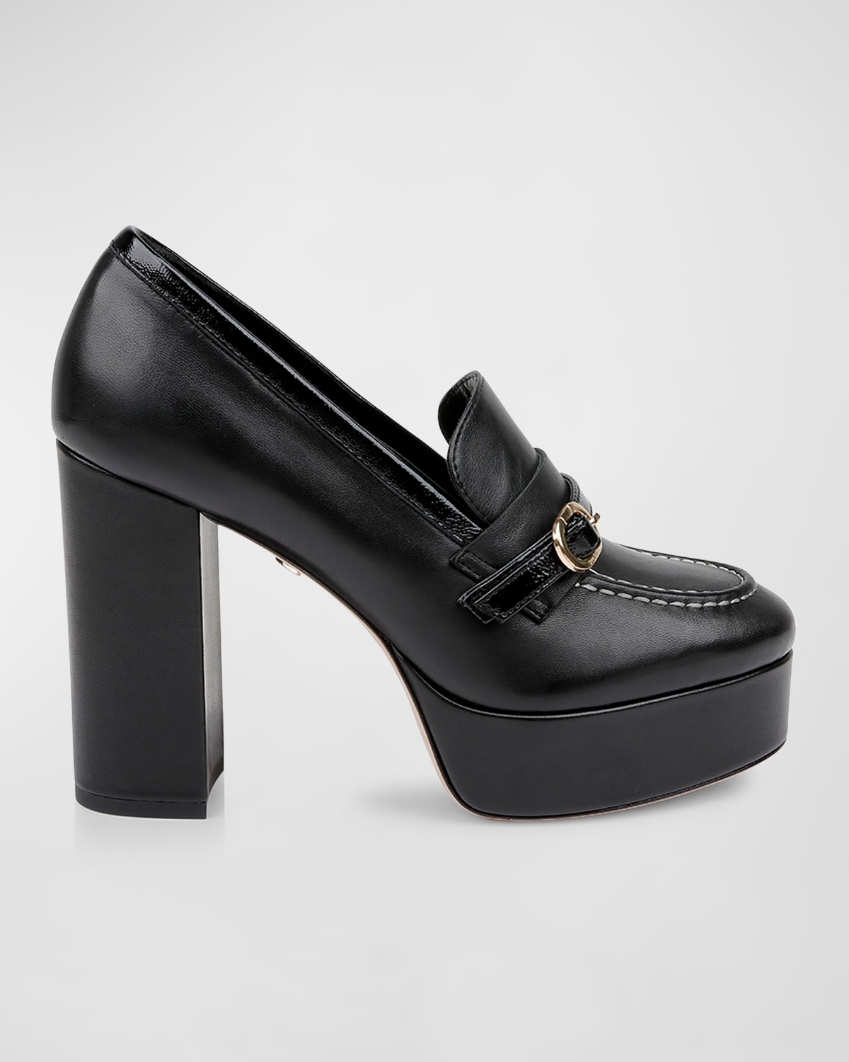 Dee Ocleppo Lola Leather Platform Loafer Pumps In Black Leather