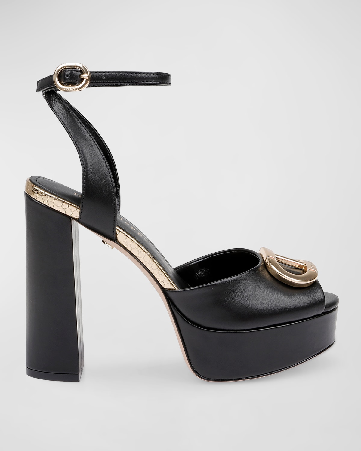 Shop Dee Ocleppo Brigette Leather Medallion Platform Sandals In Black Leather