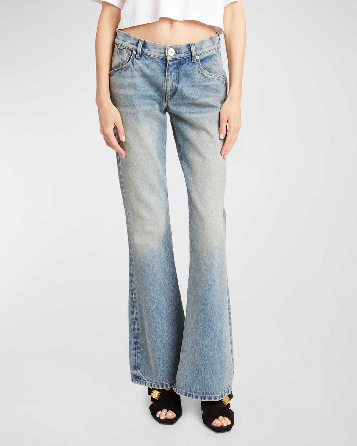 Low-Rise Western Cropped Bootcut Jeans