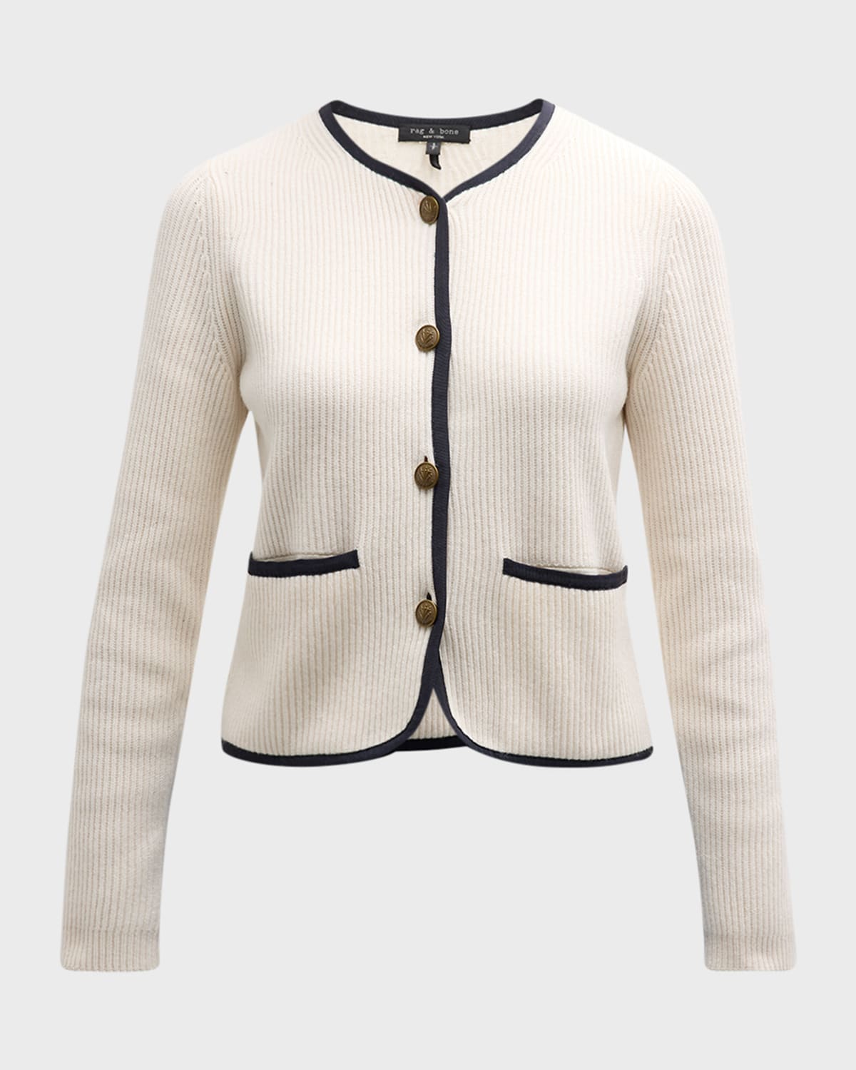 Rag & Bone Nancy Grosgrain-trim Cardigan In Ivory