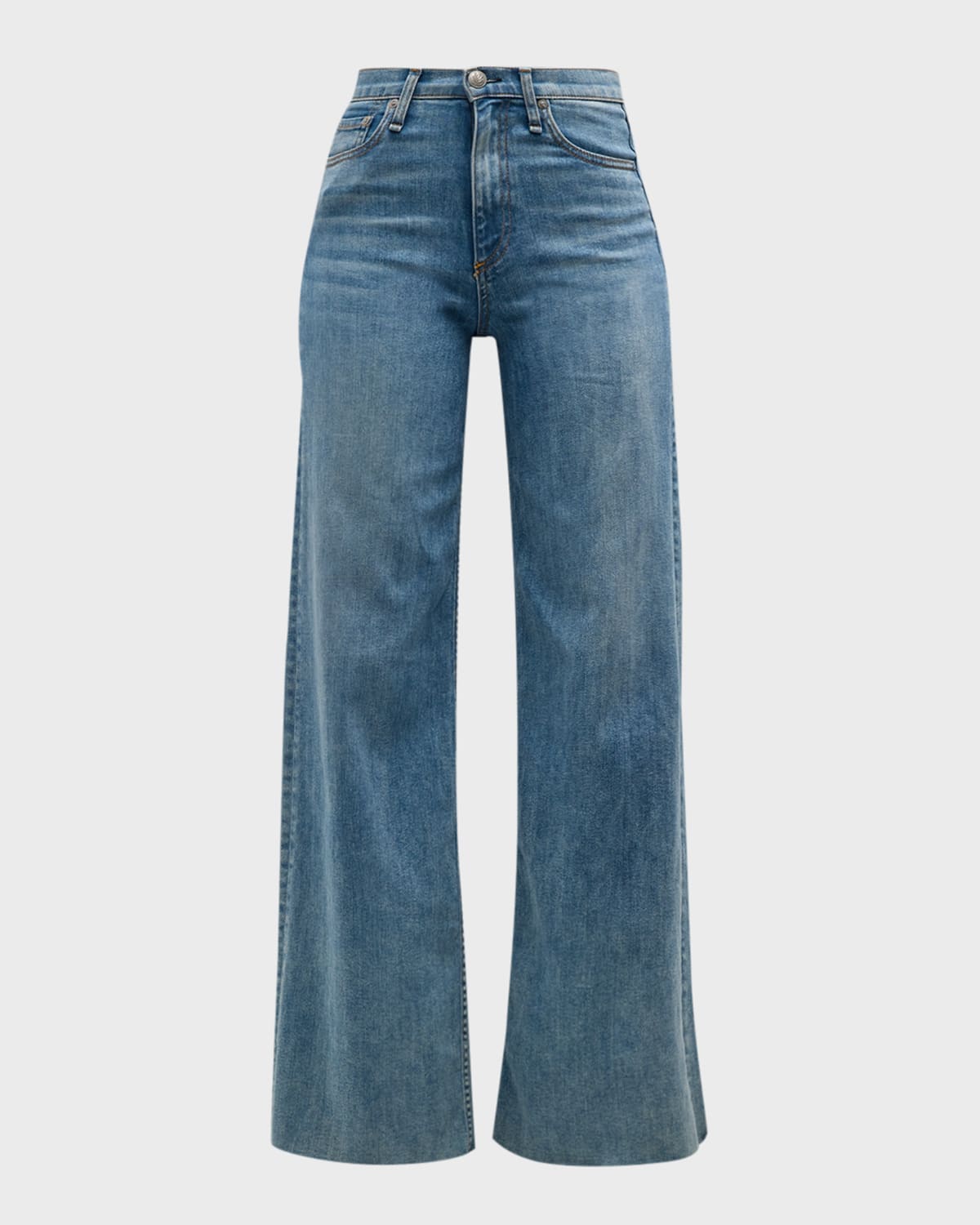 Rag & Bone Sofie Raw Hem High Waist Crop Wide Leg Jeans In Whitney