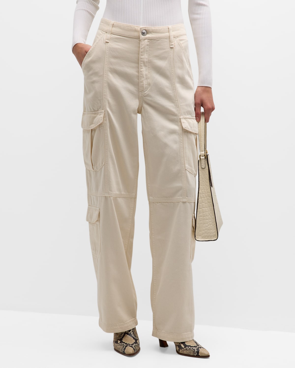 Rag & Bone Featherweight Cailyn Cargo Jeans In Ecru