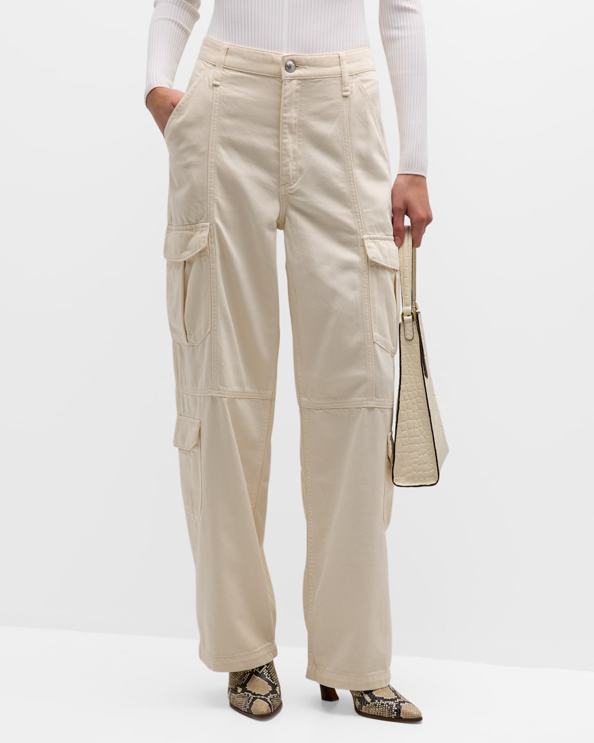 Shop Rag & Bone Featherweight Cailyn Cargo Jeans In Ecru