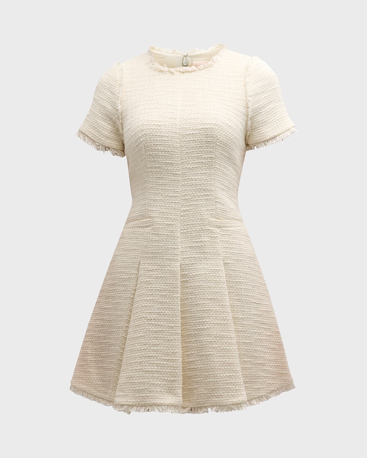 Shop Cinq À Sept Nova Cotton Boucle Pleated Mini Dress In Gardenia