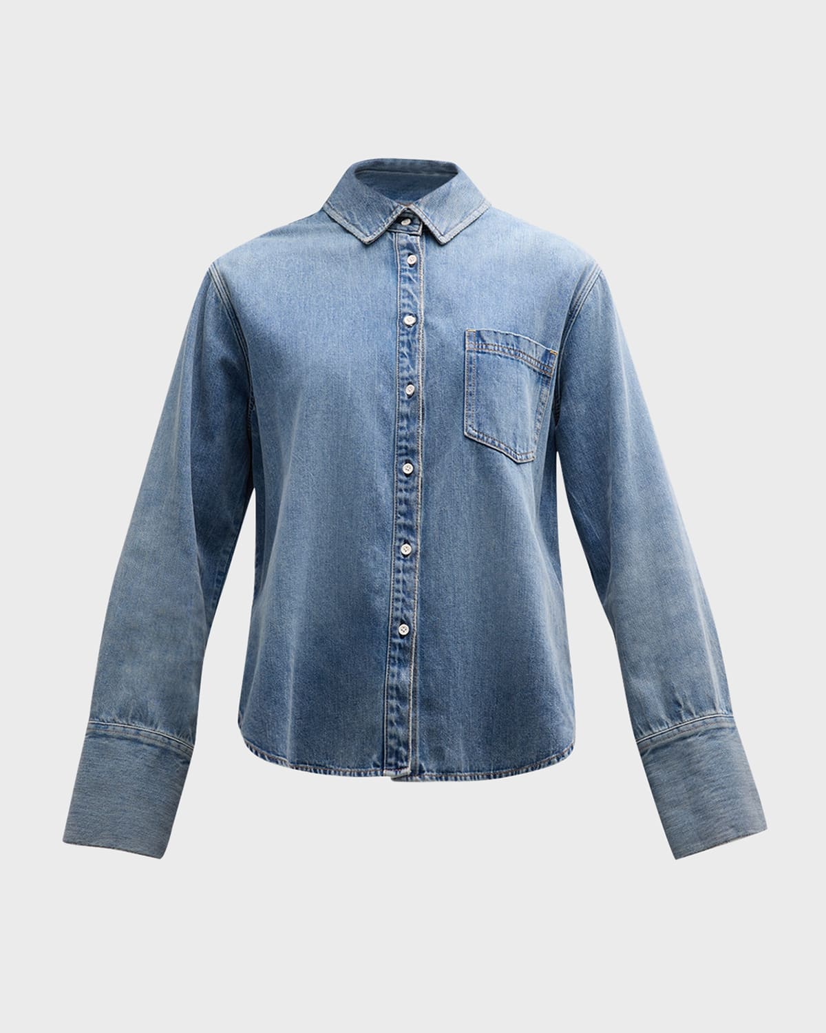Alice And Olivia Finely Oversized Denim Shirt In Sadie Lt Vintage