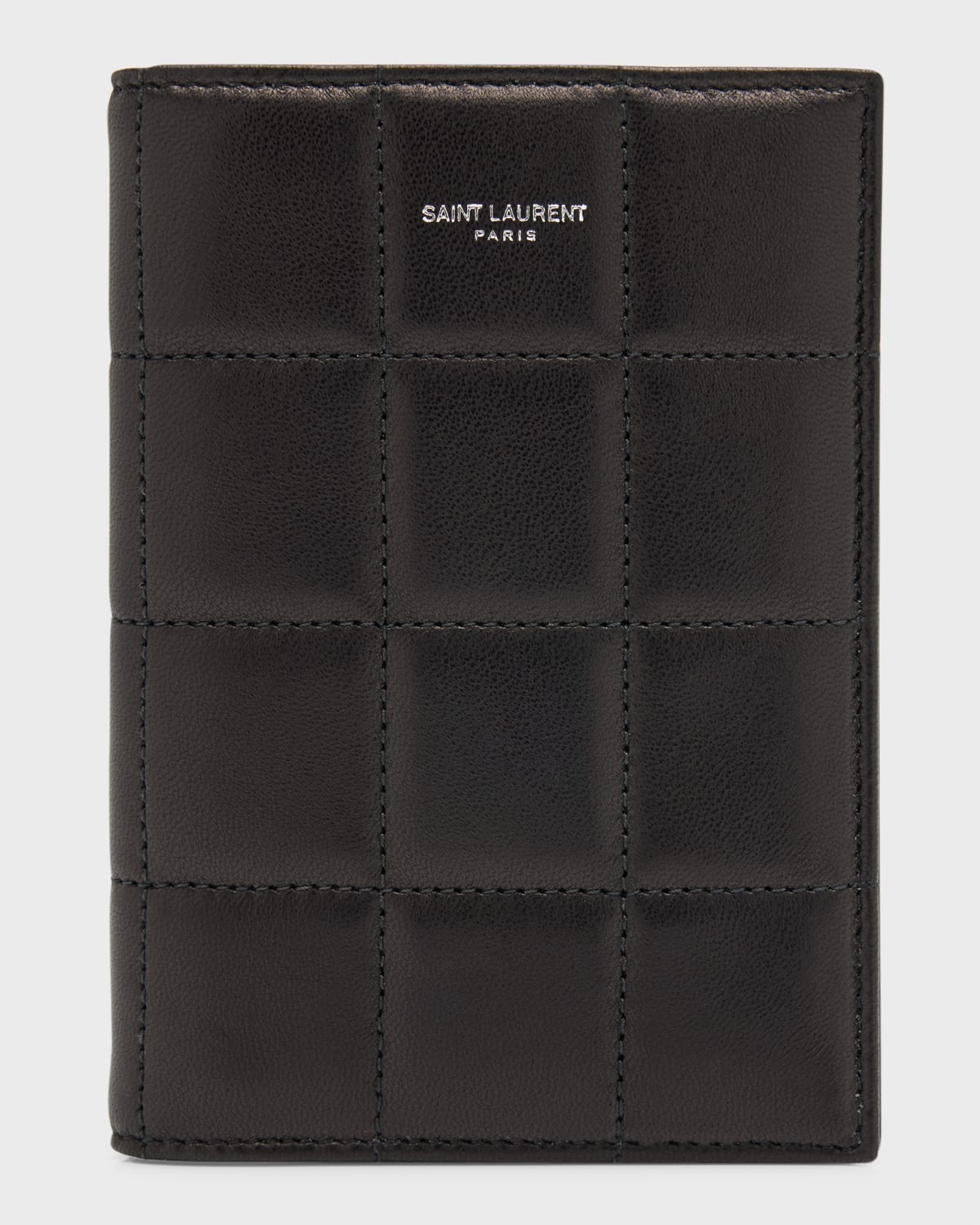 Shop Saint Laurent Men's Quilted Leather Bifold Wallet In Nero