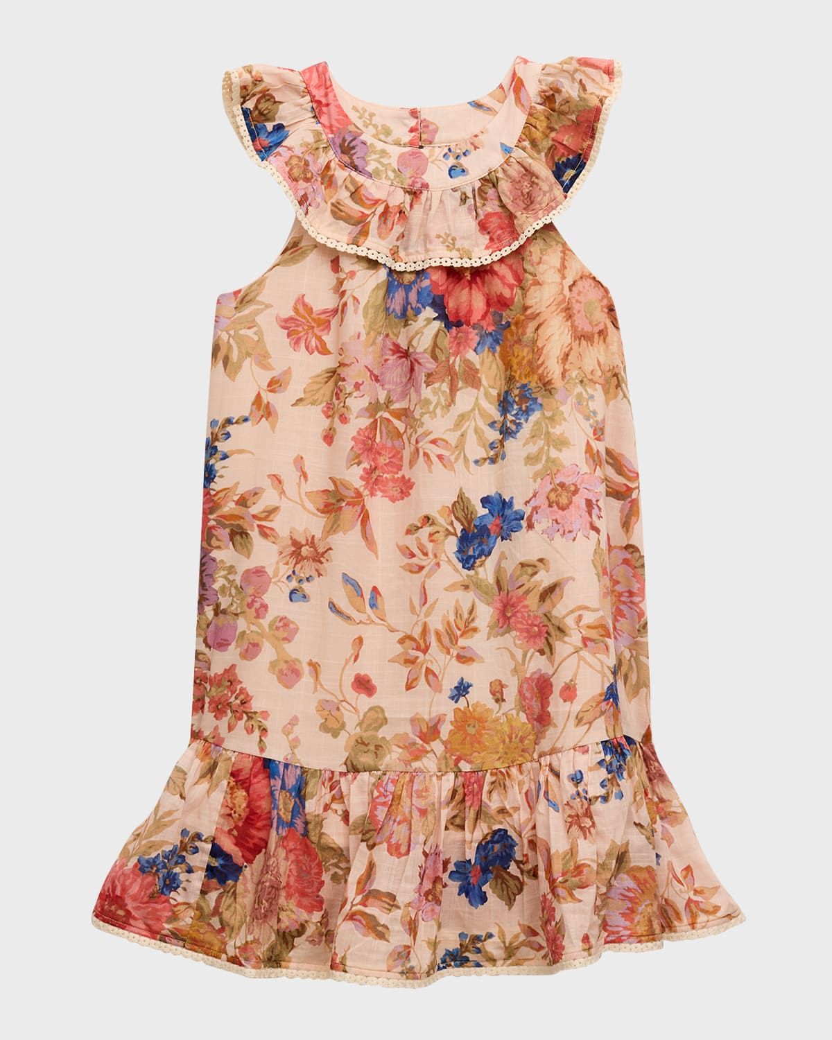 Zimmermann Neutral August Floral-print Dress In Ivory Floral