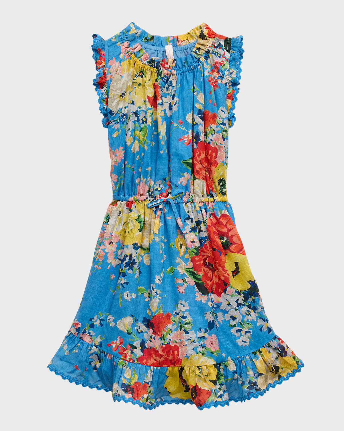 Shop Zimmermann Girl's Alight Floral-print Dress In Blue Floral