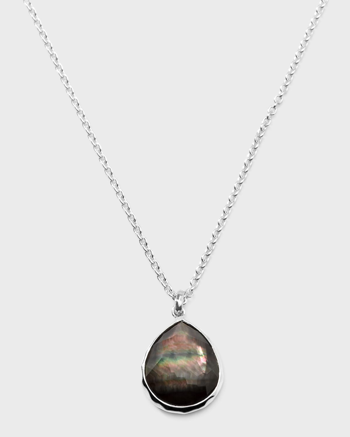 Ippolita Black Shell Doublet Mini Teardrop Pendant Necklace In Silver