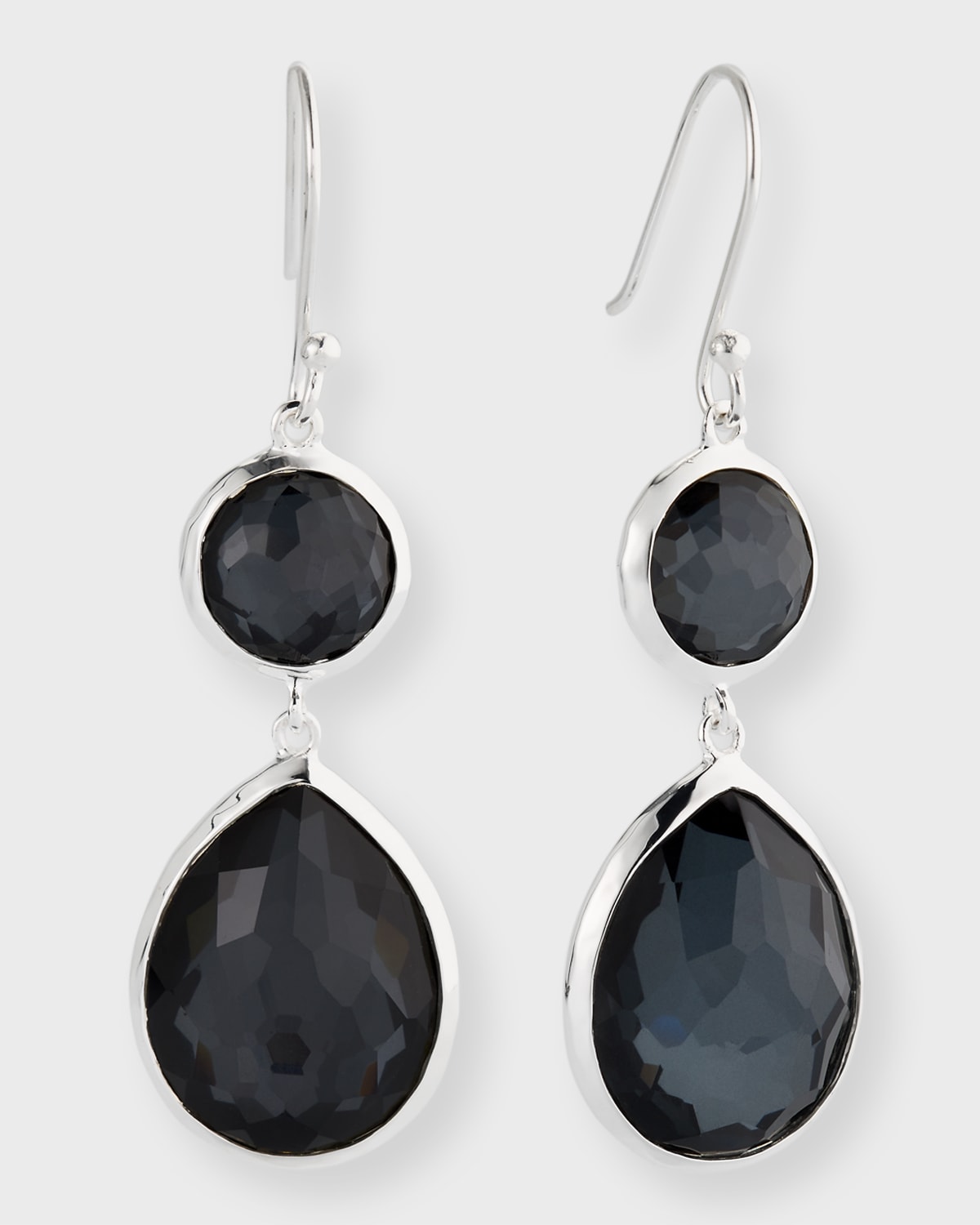 Ippolita Sterling Silver Rock Candy Mini Teardrop Snowman Earrings In Hematite Doublet In Silver