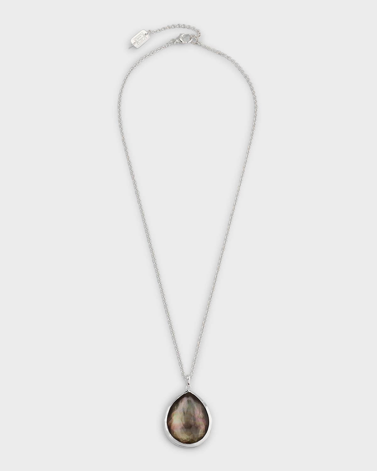 Ippolita 925 Rock Candy Large Teardrop Pendant Necklace In Black Shell Doublet In Silver