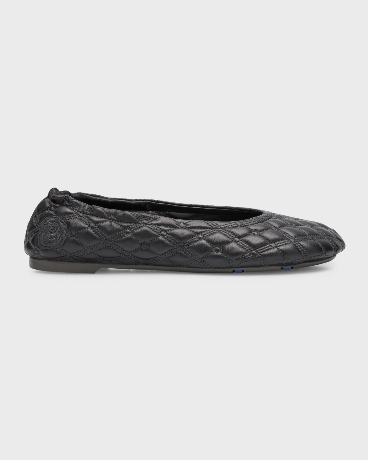 Shop Burberry Sadler Quilted Lambskin Ballerina Flats In Black