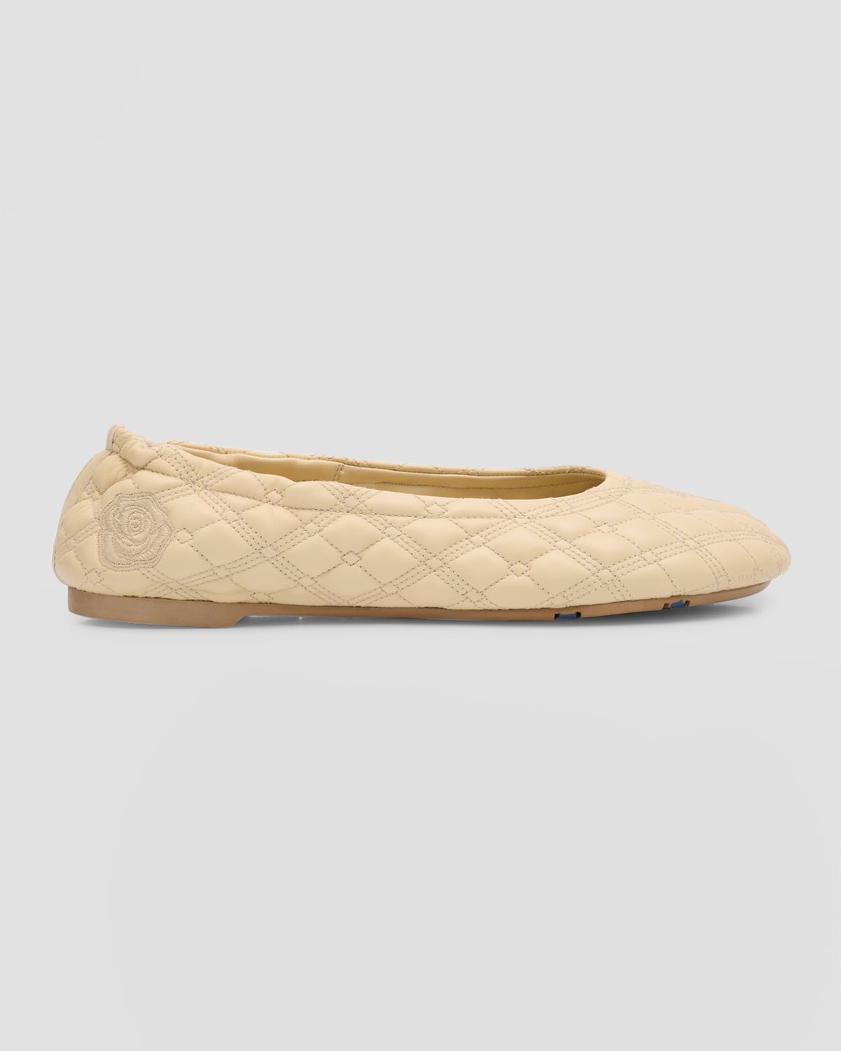 Shop Burberry Sadler Quilted Lambskin Ballerina Flats In Clay