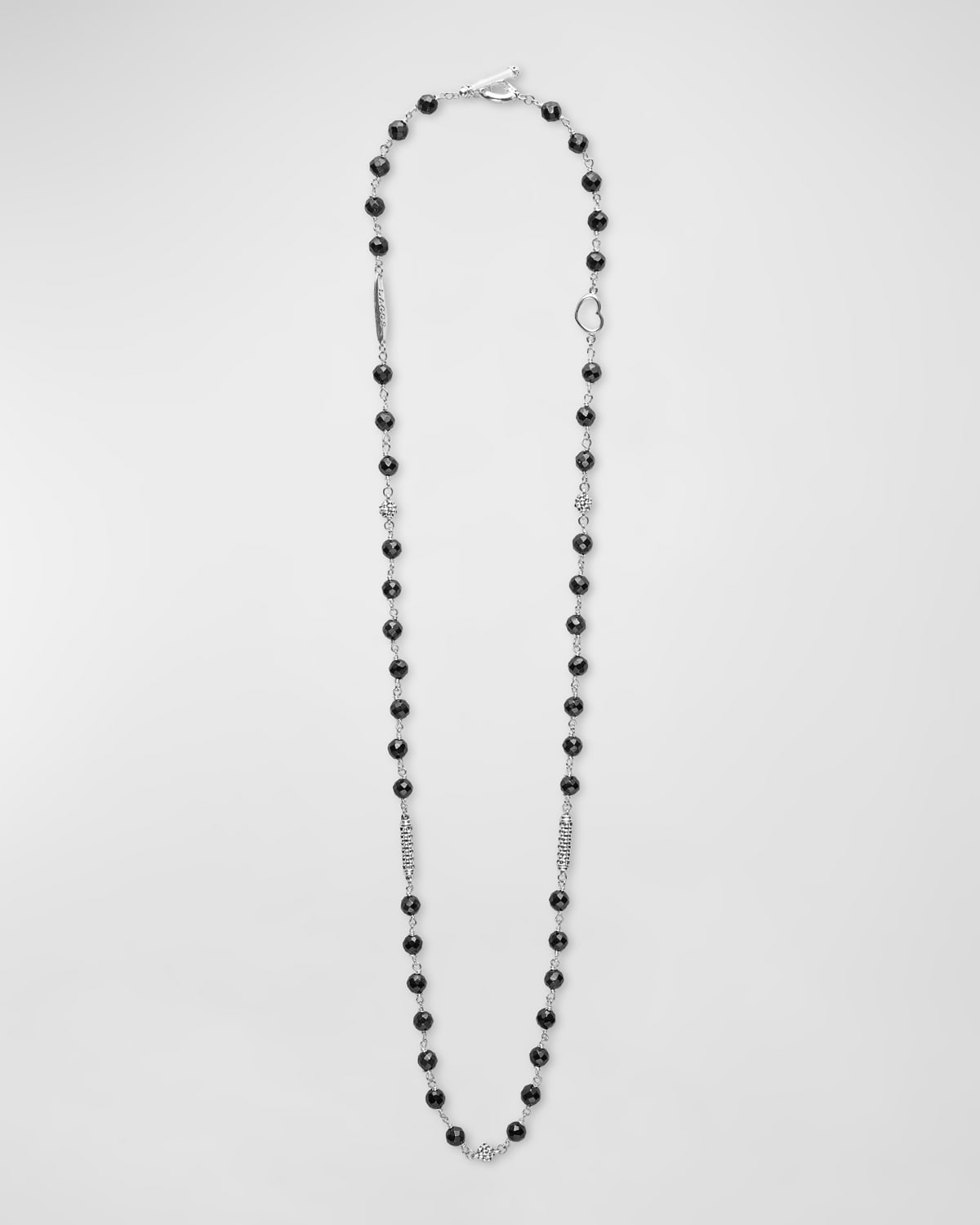 Lagos Caviar Icon Ceramic Beaded Necklace In Silver