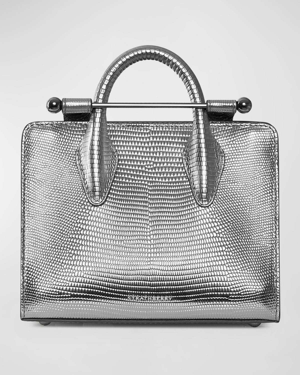 The Strathberry Nano Tote - Silver with Silver Hardware