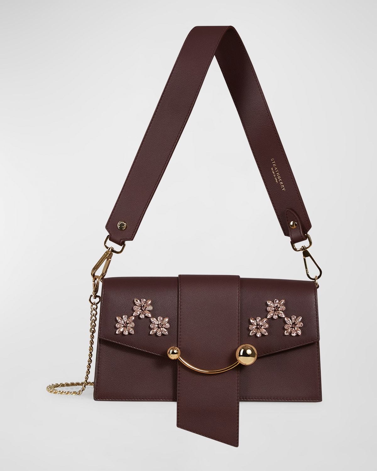 STRATHBERRY CRESCENT MINI FLORAL BEADED CROSSBODY BAG
