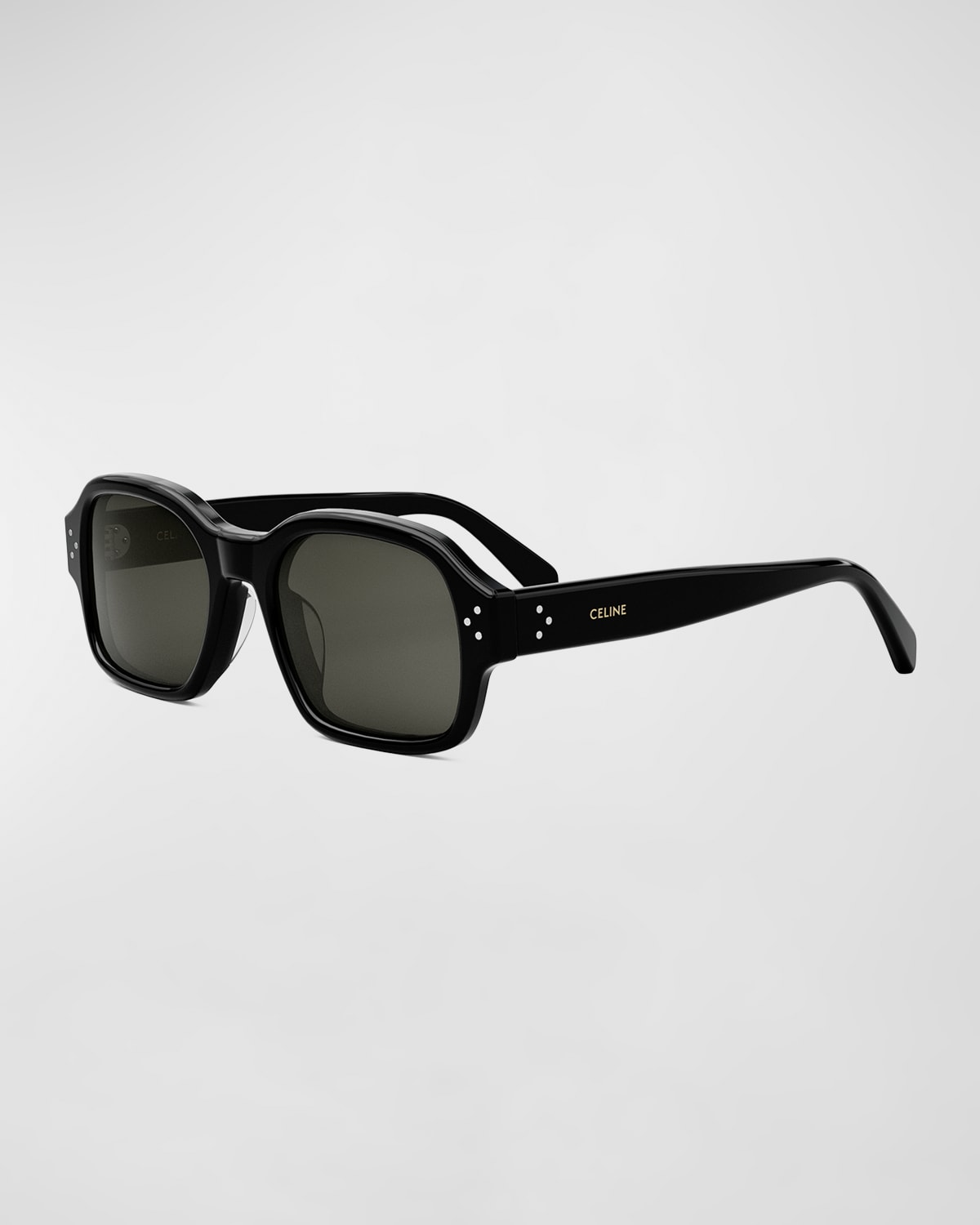 Shop Celine Men's Bold 3-dot Acetate-nylon Square Sunglasses In Shiny Black Smoke